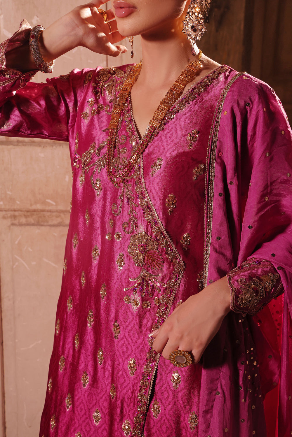Wahaj M Khan | Banno Formals |  Magenta Ombre Bano by Wahaj M Khan - Designer Dress - Type: Ladies Clothes - Available at Libayah - 100% Original