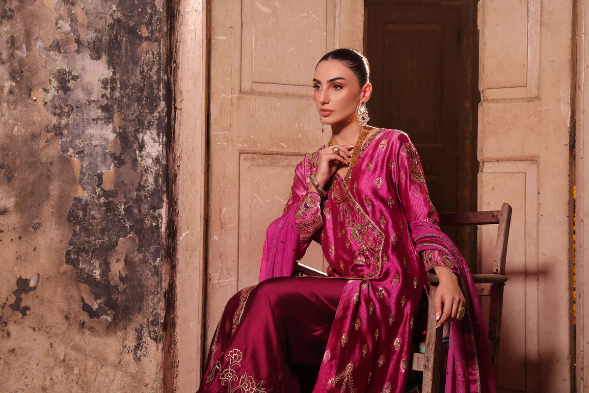 Wahaj M Khan | Banno Formals |  Magenta Ombre Bano by Wahaj M Khan - Designer Dress - Type: Ladies Clothes - Available at Libayah - 100% Original