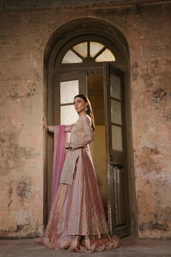 Wahaj M Khan | Banno Formals |   Pale Pink Lama Tissue Bano by Wahaj M Khan - Designer Dress - Type: Ladies Clothes - Available at Libayah - 100% Original