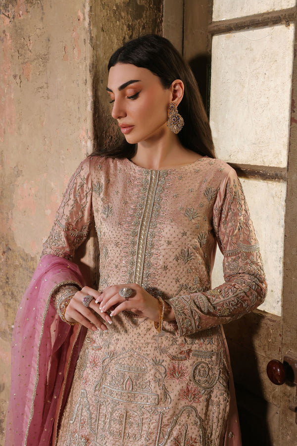 Wahaj M Khan | Banno Formals |   Pale Pink Lama Tissue Bano by Wahaj M Khan - Designer Dress - Type: Ladies Clothes - Available at Libayah - 100% Original