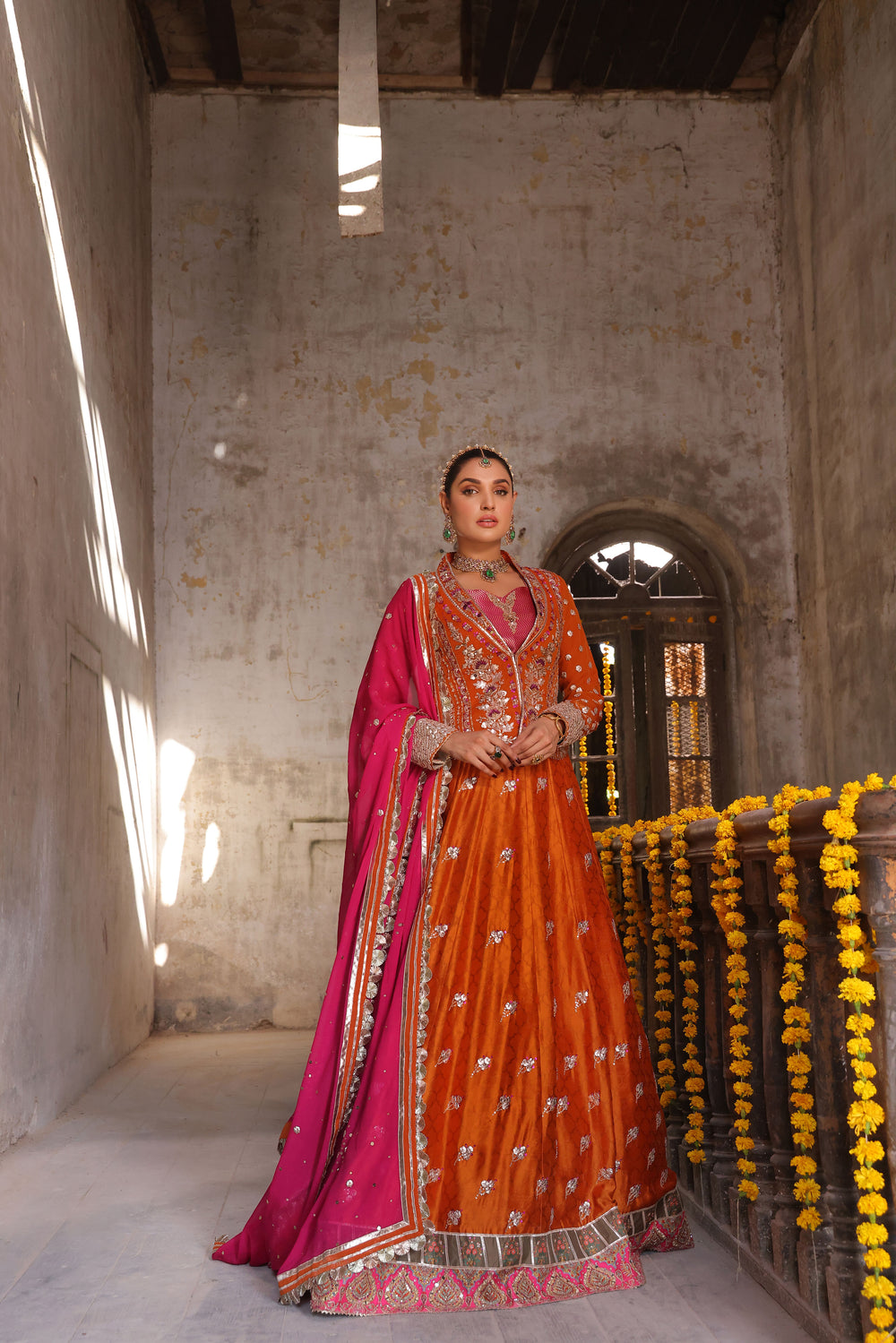 Wahaj M Khan | Banno Formals |  Bano Rust Choli Set by Wahaj M Khan - Designer Dress - Type: Ladies Clothes - Available at Libayah - 100% Original