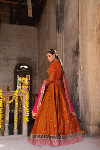Wahaj M Khan | Banno Formals |  Bano Rust Choli Set by Wahaj M Khan - Designer Dress - Type: Ladies Clothes - Available at Libayah - 100% Original
