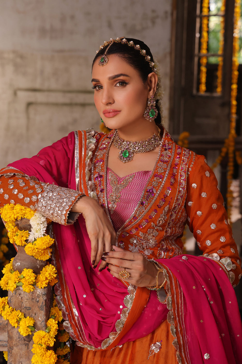 Wahaj M Khan | Banno Formals |  Bano Rust Choli Set by Wahaj M Khan - Designer Dress - Type: Ladies Clothes - Available at Libayah - 100% Original