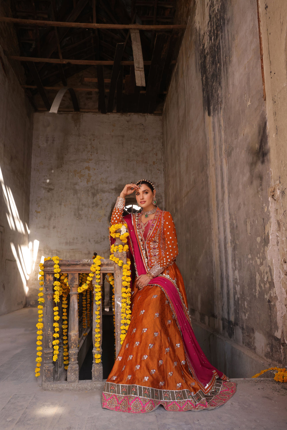 Wahaj M Khan | Banno Formals |  Bano Rust Choli Set by Wahaj M Khan - Designer Dress - Type: Ladies Clothes - Available at Libayah - 100% Original