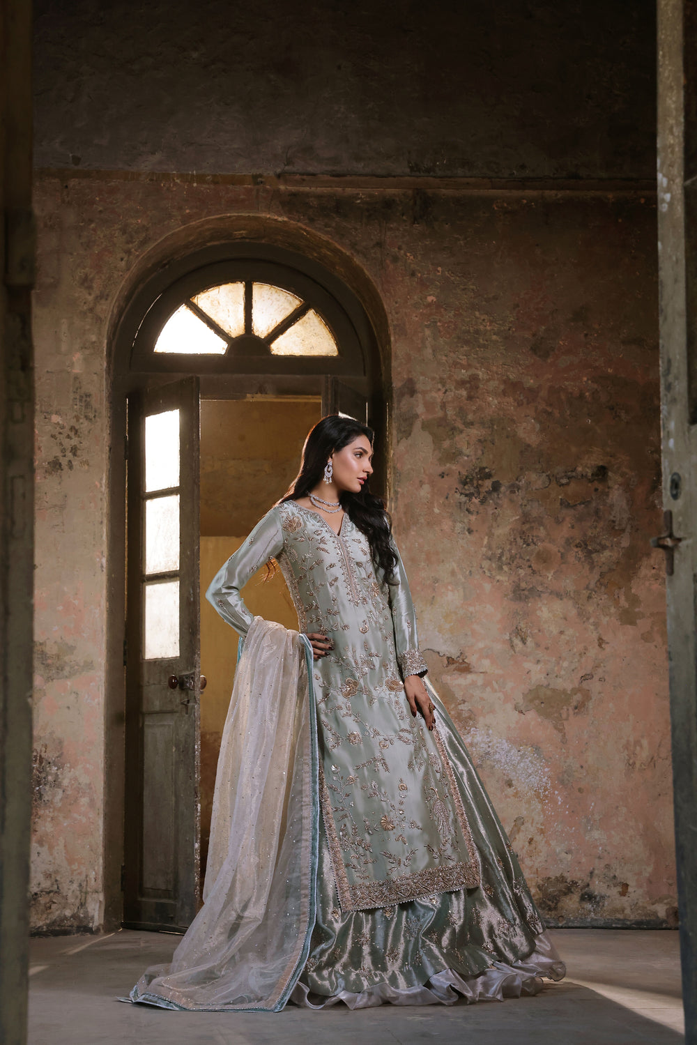 Wahaj M Khan | Banno Formals |  Iceblue Lama Bano outfit by Wahaj M Khan - Designer Dress - Type: Ladies Clothes - Available at Libayah - 100% Original