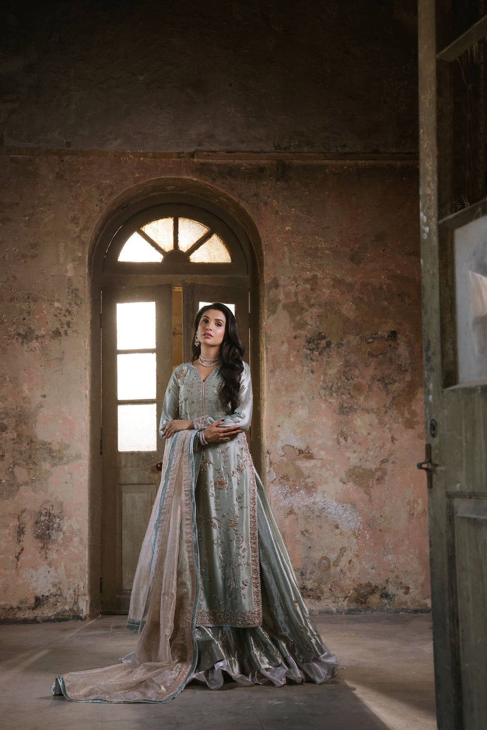 Wahaj M Khan | Banno Formals |  Iceblue Lama Bano outfit by Wahaj M Khan - Designer Dress - Type: Ladies Clothes - Available at Libayah - 100% Original
