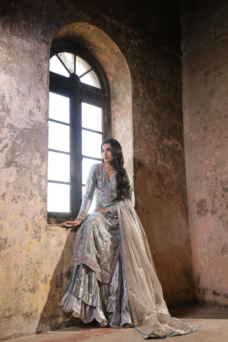 Wahaj M Khan | Banno Formals |  Iceblue Lama Bano outfit by Wahaj M Khan - Designer Dress - Type: Ladies Clothes - Available at Libayah - 100% Original