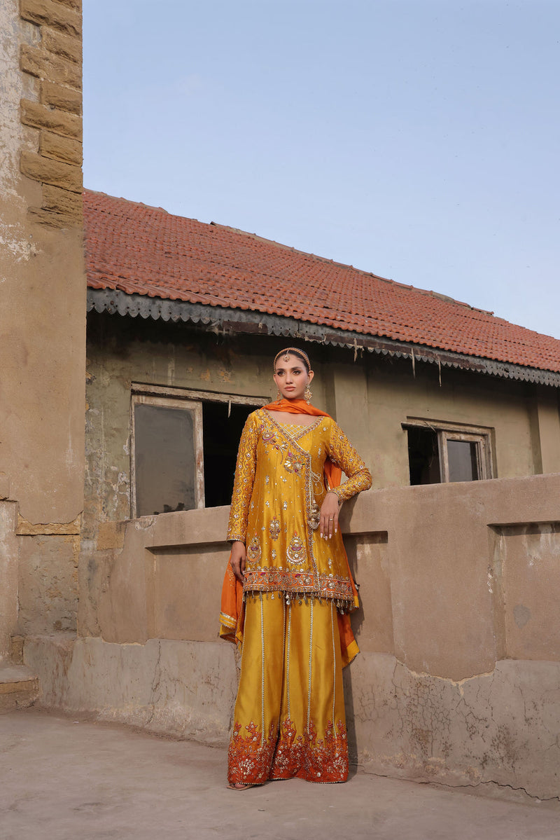 Wahaj M Khan | Banno Formals | Mayun jora - Sheesha Peplum set by Wahaj M Khan - Designer Dress - Type: Ladies Clothes - Available at Libayah - 100% Original