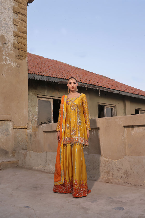 Wahaj M Khan | Banno Formals | Mayun jora - Sheesha Peplum set by Wahaj M Khan - Designer Dress - Type: Ladies Clothes - Available at Libayah - 100% Original