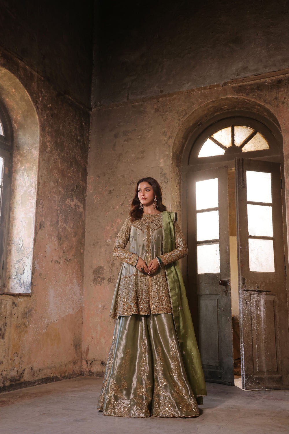 Wahaj M Khan | Banno Formals |  Mint Lama Bano Outfit by Wahaj M Khan - Designer Dress - Type: Ladies Clothes - Available at Libayah - 100% Original