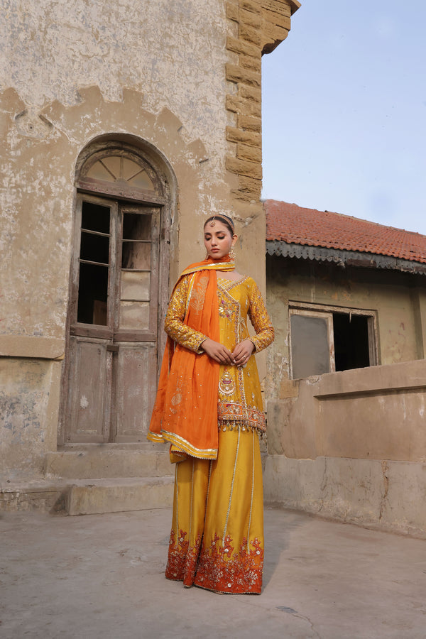 Wahaj M Khan | Banno Formals | Mayun jora - Sheesha Peplum set by Wahaj M Khan - Designer Dress - Type: Ladies Clothes - Available at Libayah - 100% Original