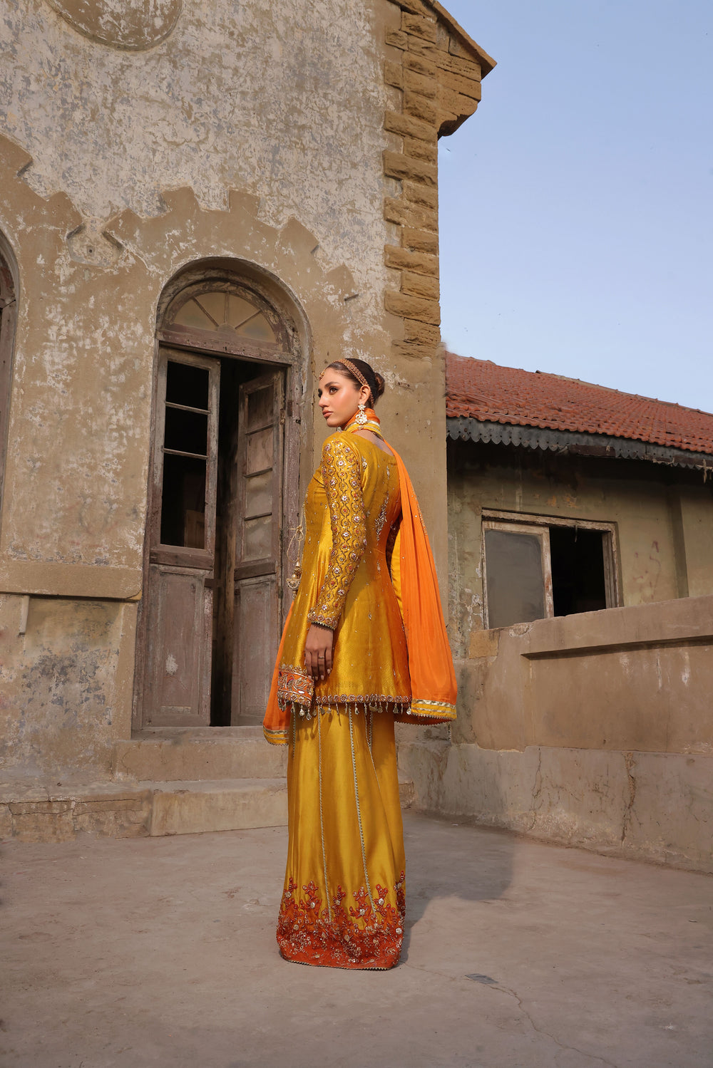 Wahaj M Khan | Banno Formals | Mayun jora - Sheesha Peplum set by Wahaj M Khan - Designer Dress - Type: Ladies Clothes - Available at Libayah - 100% Original