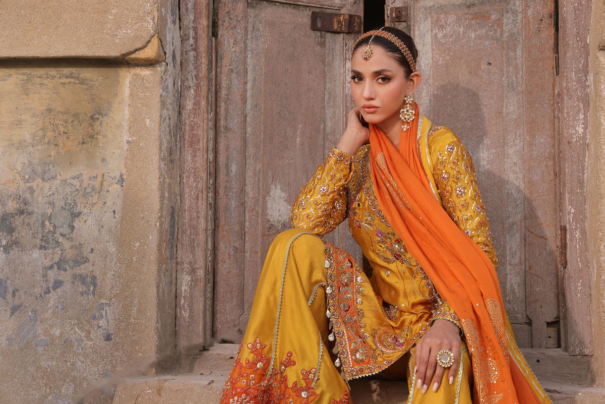 Wahaj M Khan | Banno Formals | Mayun jora - Sheesha Peplum set by Wahaj M Khan - Designer Dress - Type: Ladies Clothes - Available at Libayah - 100% Original