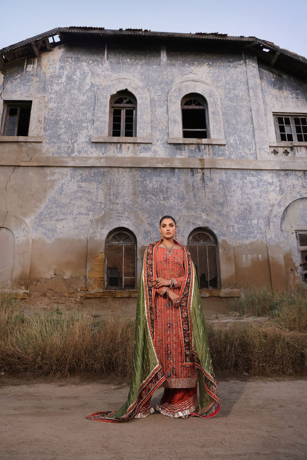 Wahaj M Khan | Banno Formals |  Peachy Rust Printed Set by Wahaj M Khan - Designer Dress - Type: Ladies Clothes - Available at Libayah - 100% Original