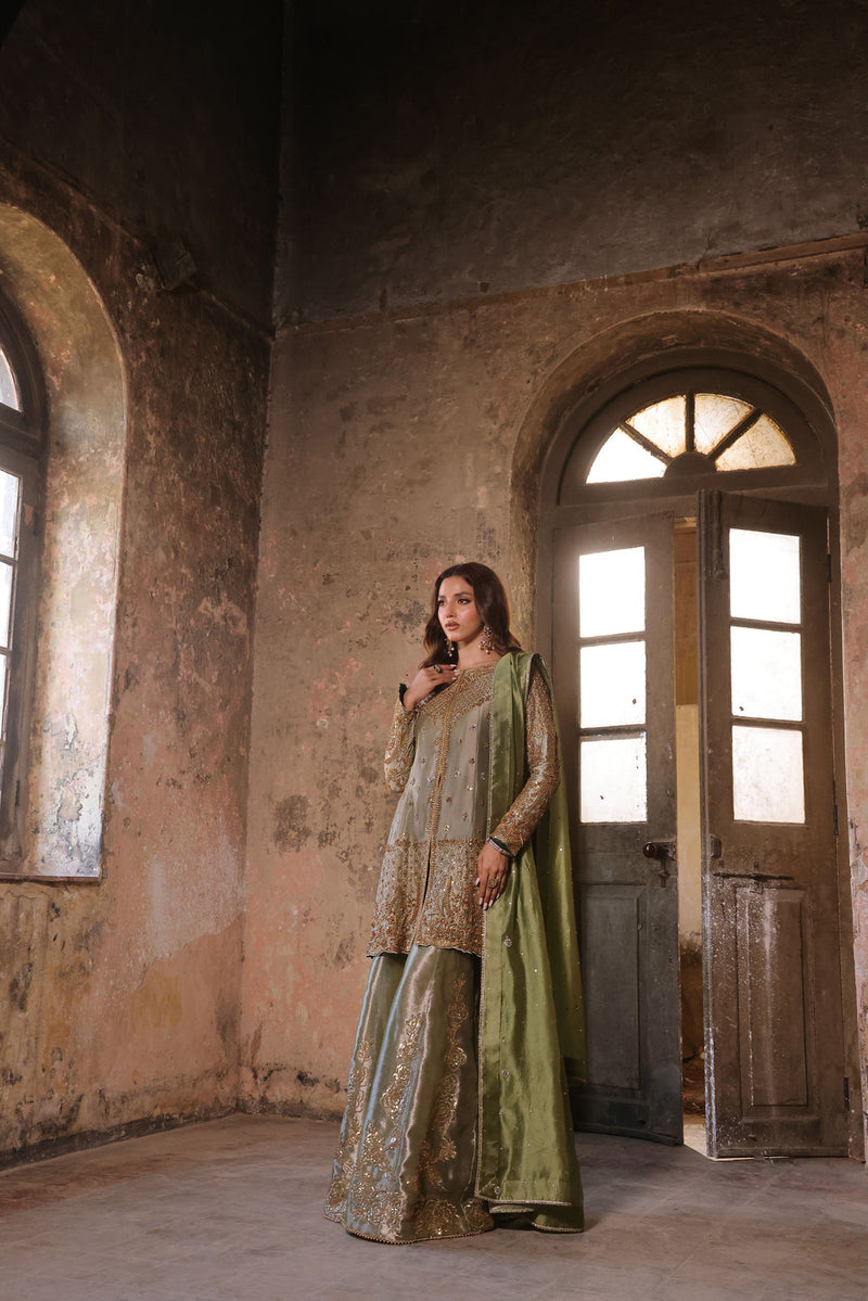 Wahaj M Khan | Banno Formals |  Mint Lama Bano Outfit by Wahaj M Khan - Designer Dress - Type: Ladies Clothes - Available at Libayah - 100% Original