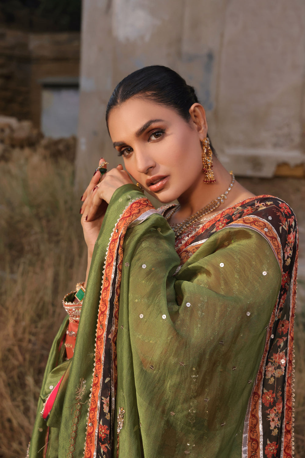 Wahaj M Khan | Banno Formals |  Peachy Rust Printed Set by Wahaj M Khan - Designer Dress - Type: Ladies Clothes - Available at Libayah - 100% Original