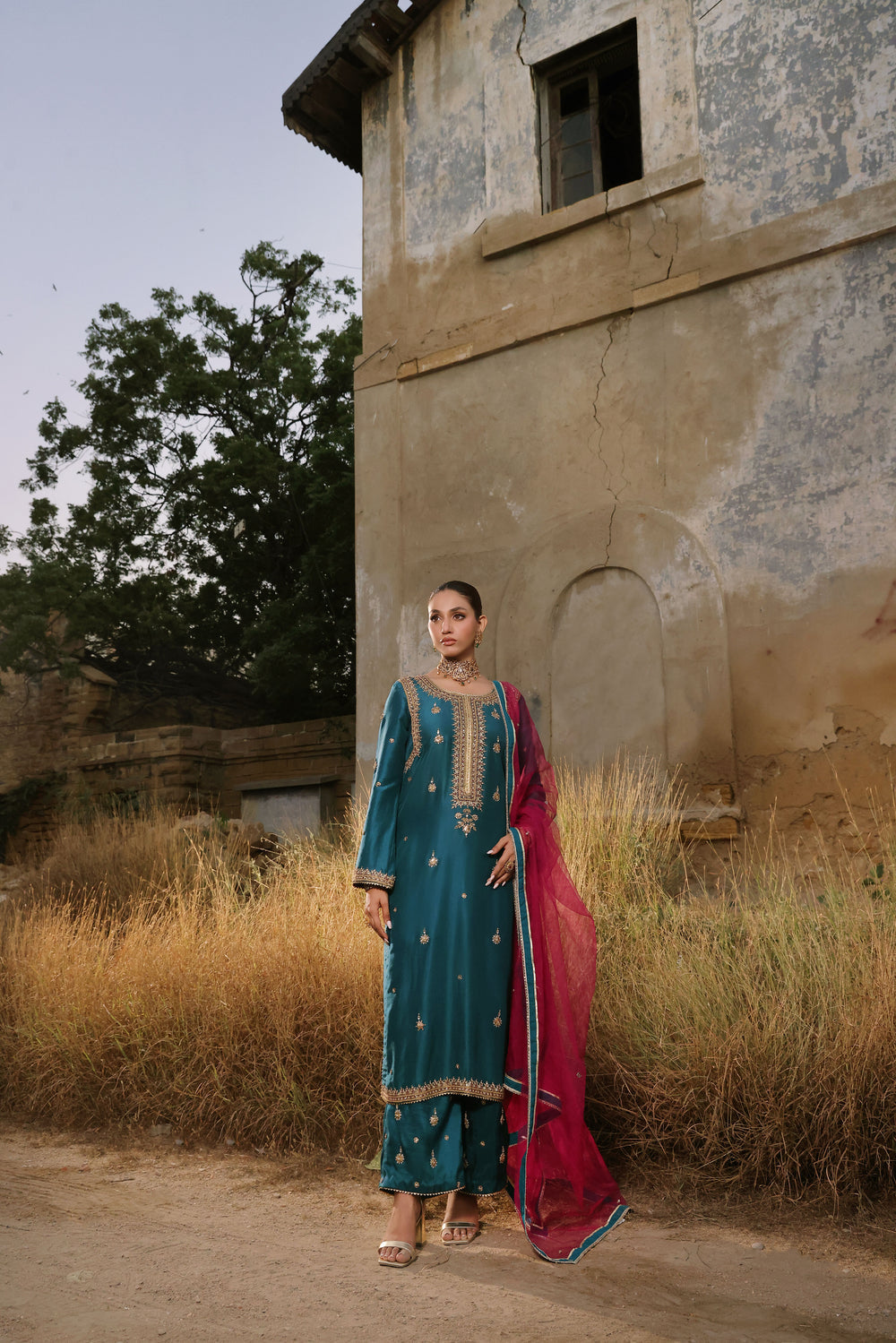 Wahaj M Khan | Banno Formals |  Teal Maroori set by Wahaj M Khan - Designer Dress - Type: Ladies Clothes - Available at Libayah - 100% Original