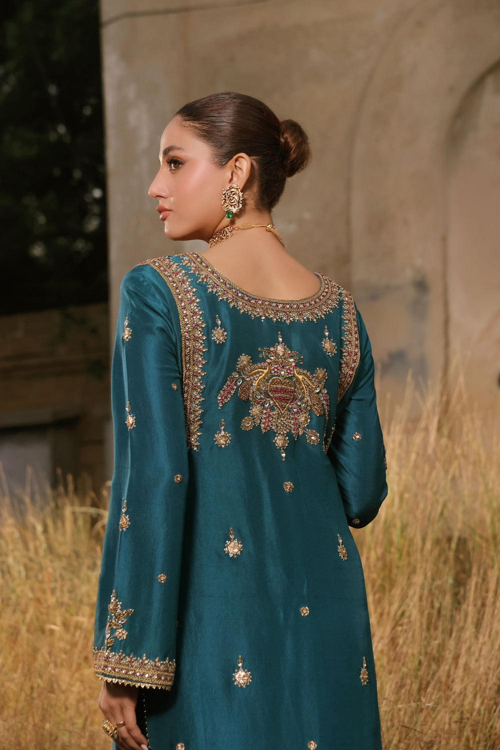 Wahaj M Khan | Banno Formals |  Teal Maroori set by Wahaj M Khan - Designer Dress - Type: Ladies Clothes - Available at Libayah - 100% Original