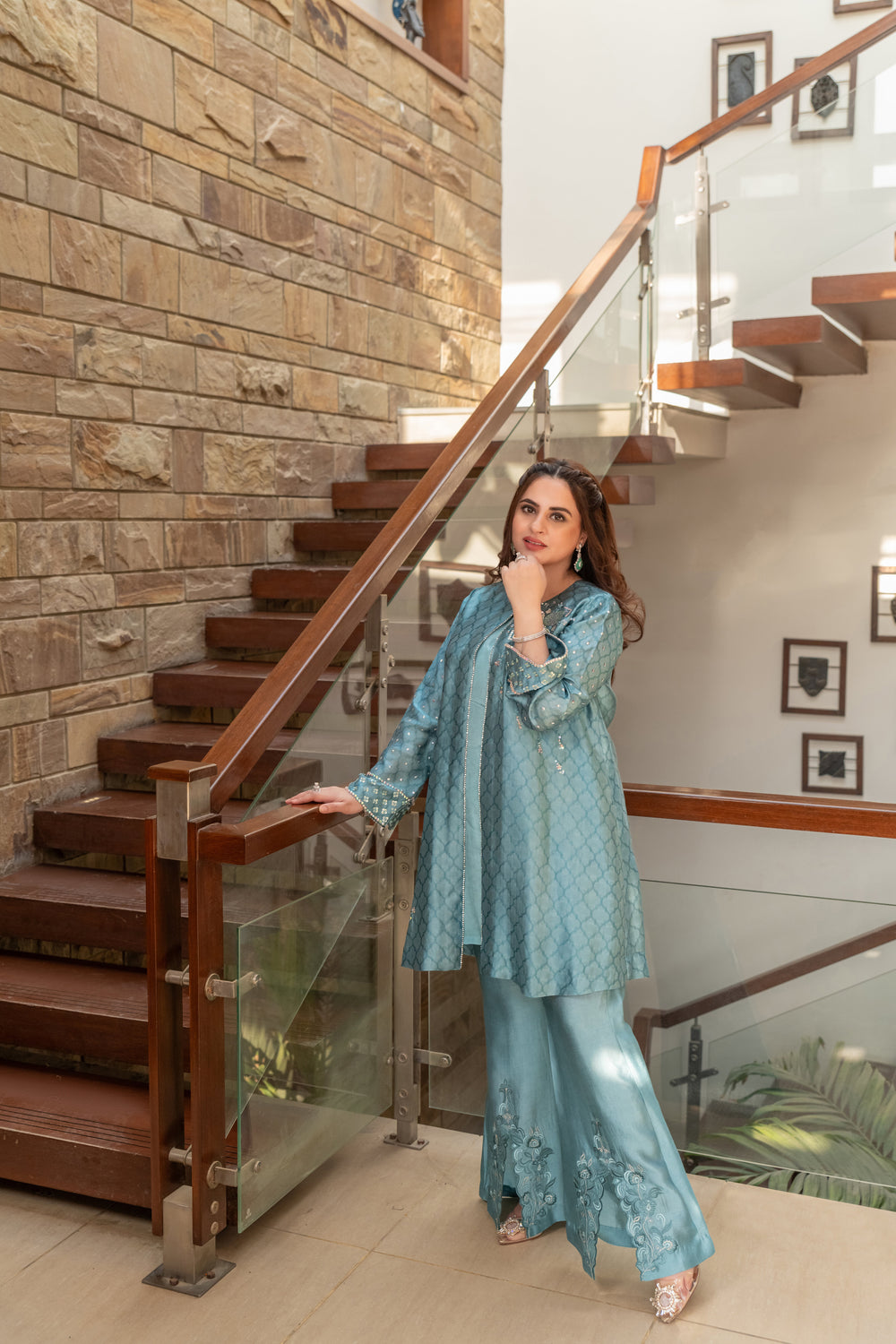 Wahaj M Khan | The Print Story |    Periwinkle Sheesha Jacket by Wahaj M Khan - Designer Dress - Type: Ladies Clothes - Available at Libayah - 100% Original