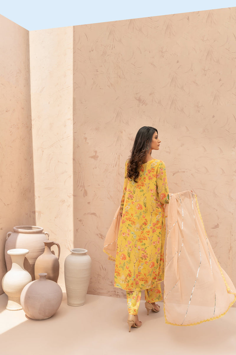 Wahaj M Khan | The Print Story |  Yellow TPS set by Wahaj M Khan - Designer Dress - Type: Ladies Clothes - Available at Libayah - 100% Original