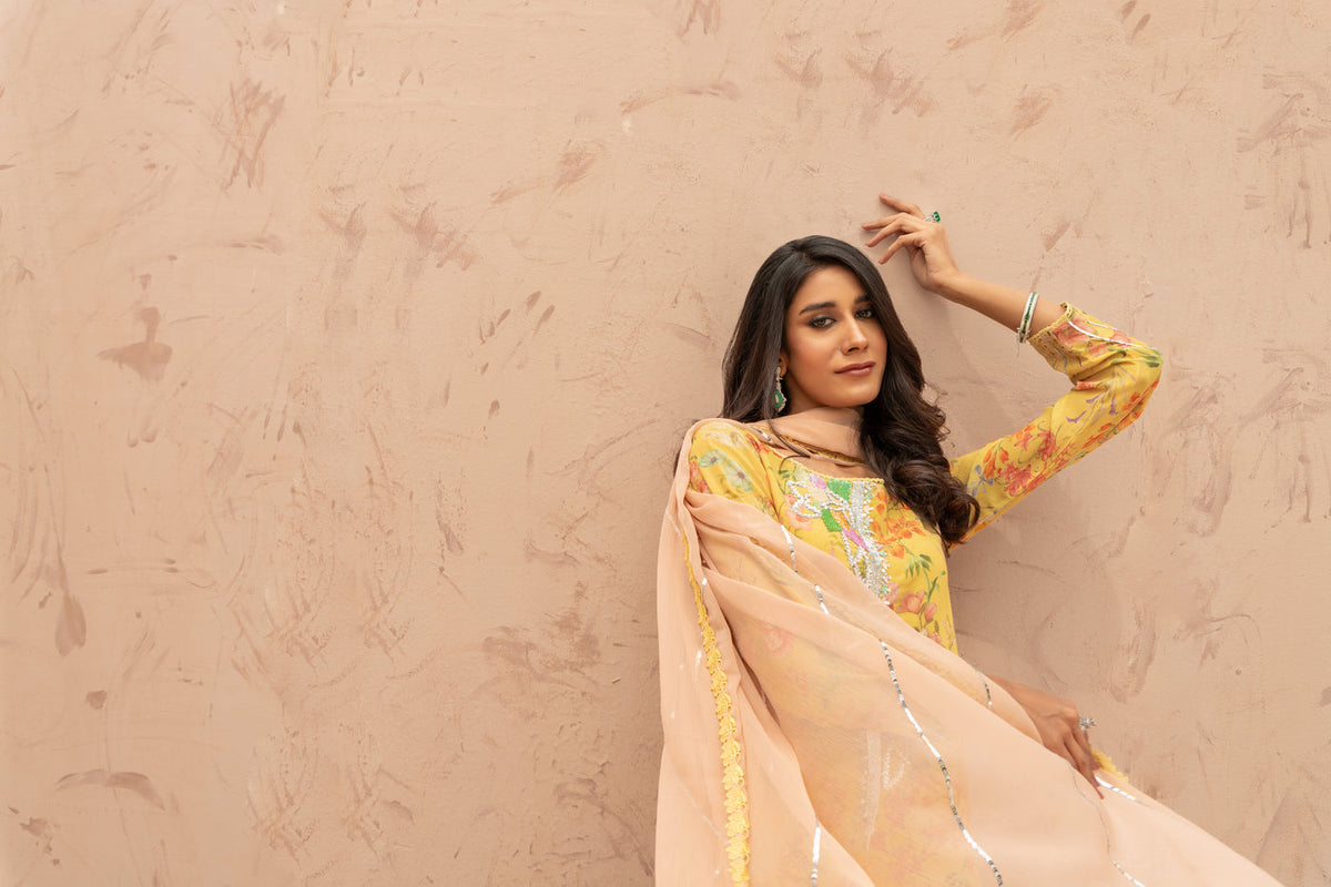 Wahaj M Khan | The Print Story |  Yellow TPS set by Wahaj M Khan - Designer Dress - Type: Ladies Clothes - Available at Libayah - 100% Original