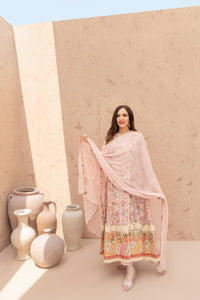 Wahaj M Khan | The Print Story |  Pink Peach TPS Angarkha by Wahaj M Khan - Designer Dress - Type: Ladies Clothes - Available at Libayah - 100% Original
