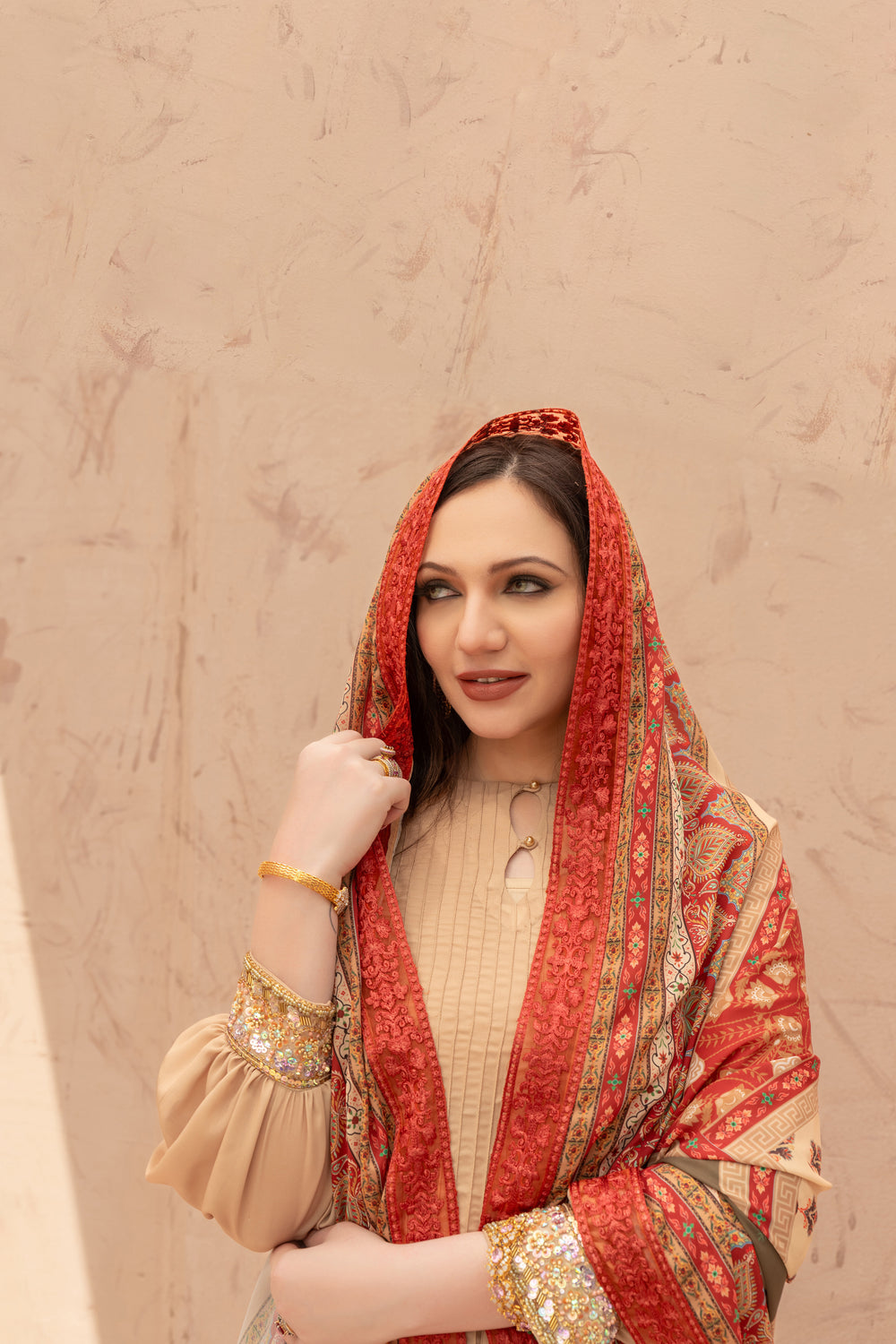 Wahaj M Khan | The Print Story |  Ivory Maroon TPS by Wahaj M Khan - Designer Dress - Type: Ladies Clothes - Available at Libayah - 100% Original