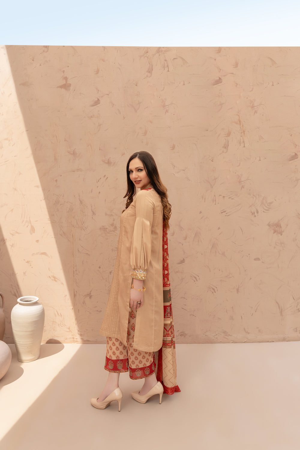 Wahaj M Khan | The Print Story |  Ivory Maroon TPS by Wahaj M Khan - Designer Dress - Type: Ladies Clothes - Available at Libayah - 100% Original