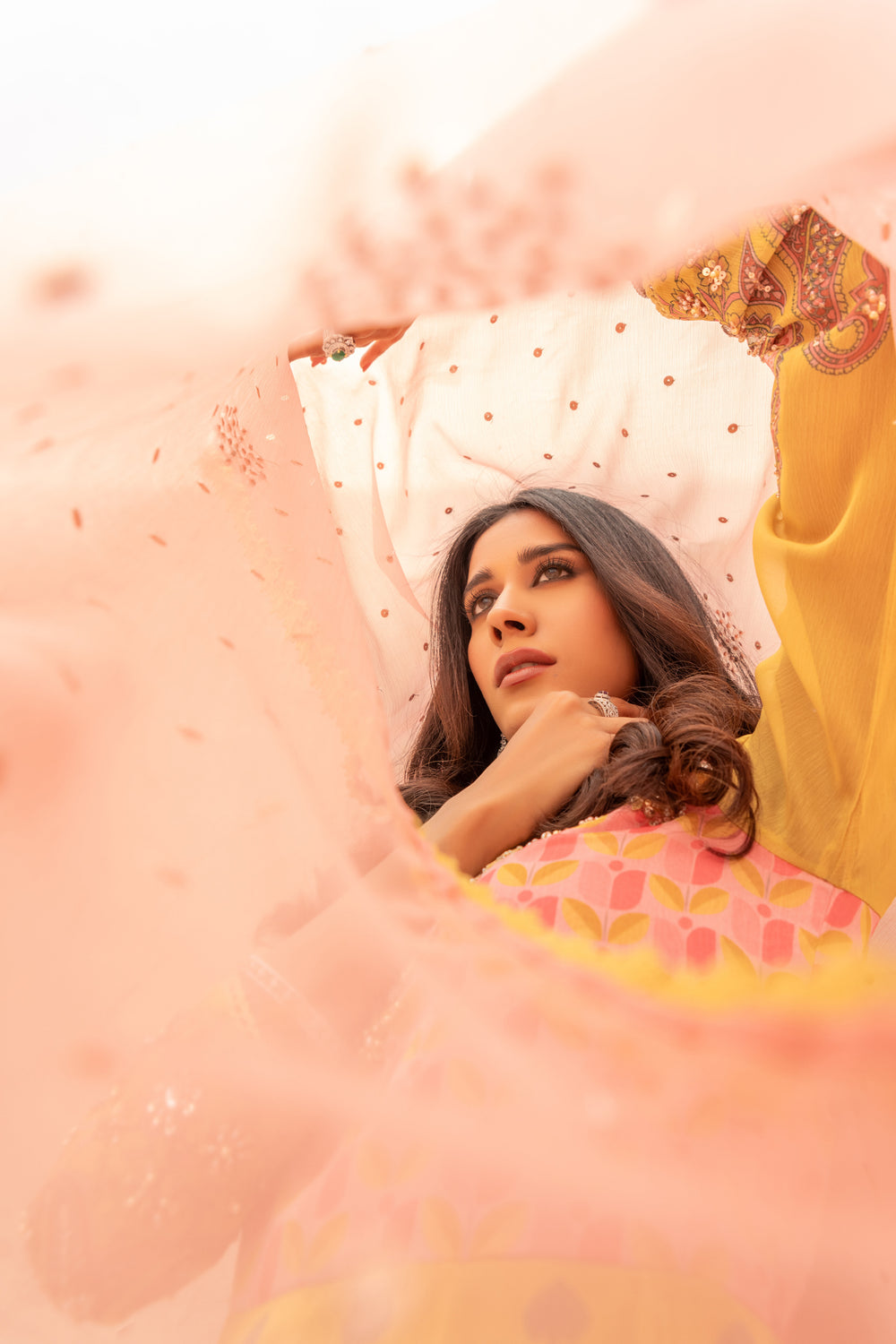 Wahaj M Khan | The Print Story |   Yellow Printed TPS Anarkali by Wahaj M Khan - Designer Dress - Type: Ladies Clothes - Available at Libayah - 100% Original