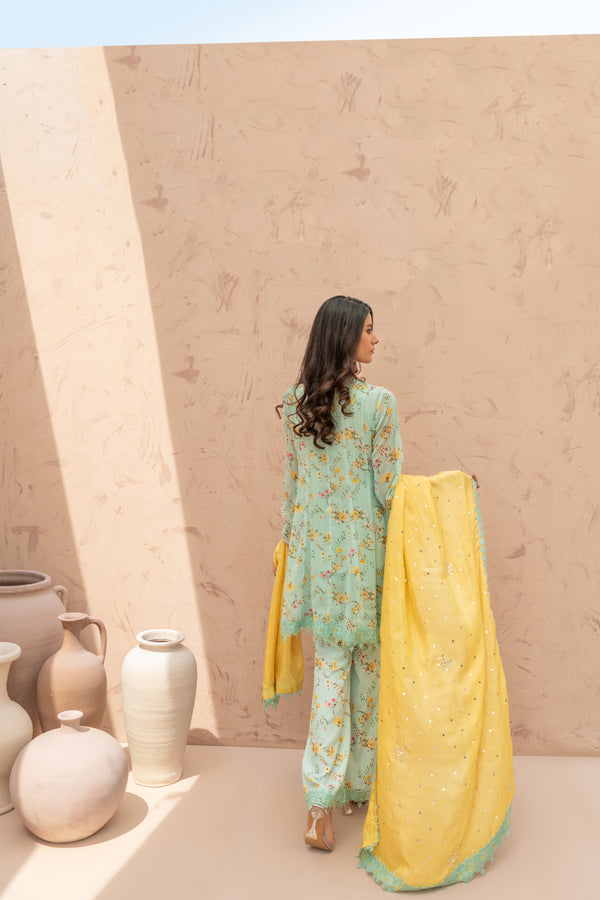 Wahaj M Khan | The Print Story |  Ferozi Yellow TPS Peplum by Wahaj M Khan - Designer Dress - Type: Ladies Clothes - Available at Libayah - 100% Original