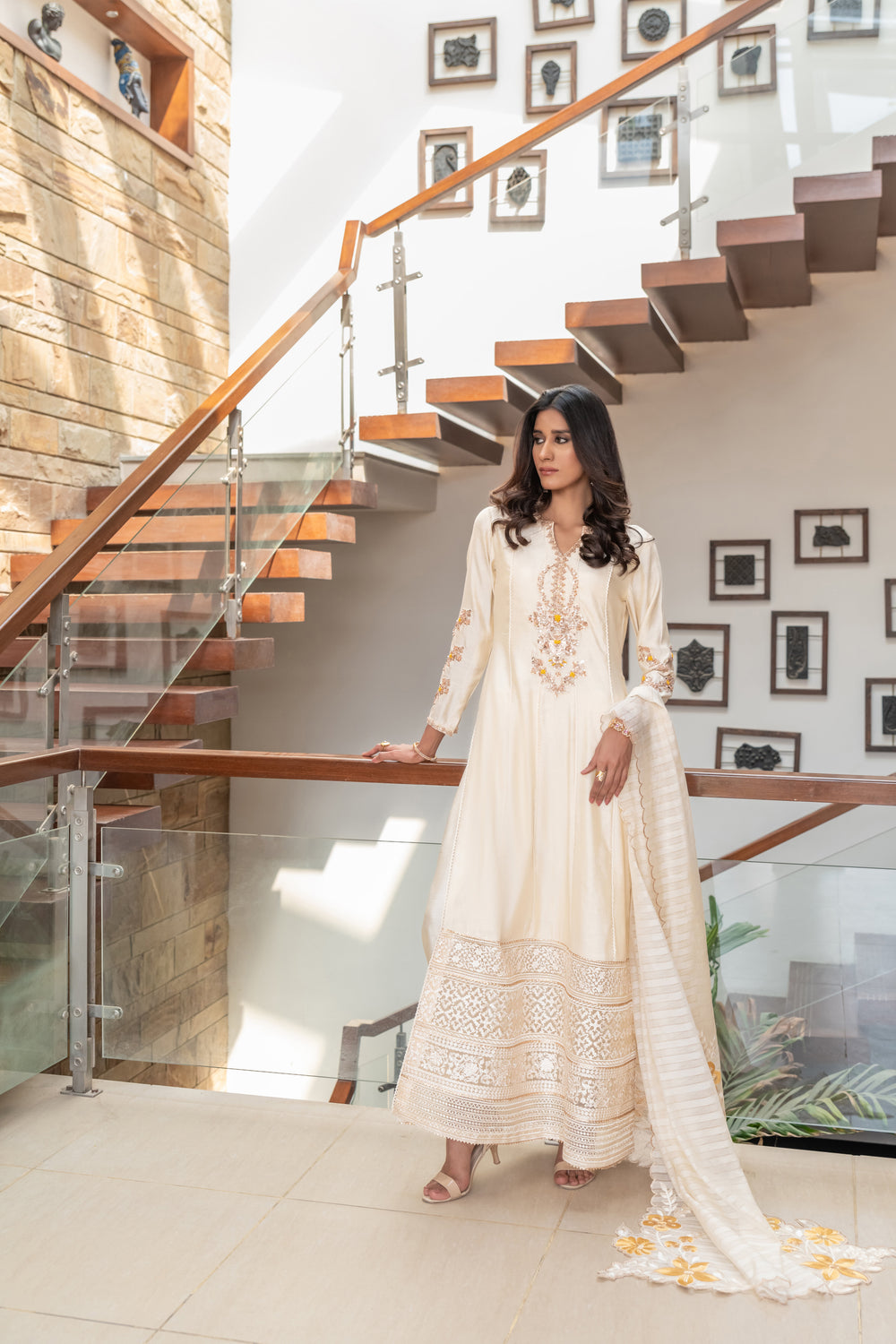 Wahaj M Khan | The Print Story |  Cream Cotton TPS Outfit by Wahaj M Khan - Designer Dress - Type: Ladies Clothes - Available at Libayah - 100% Original