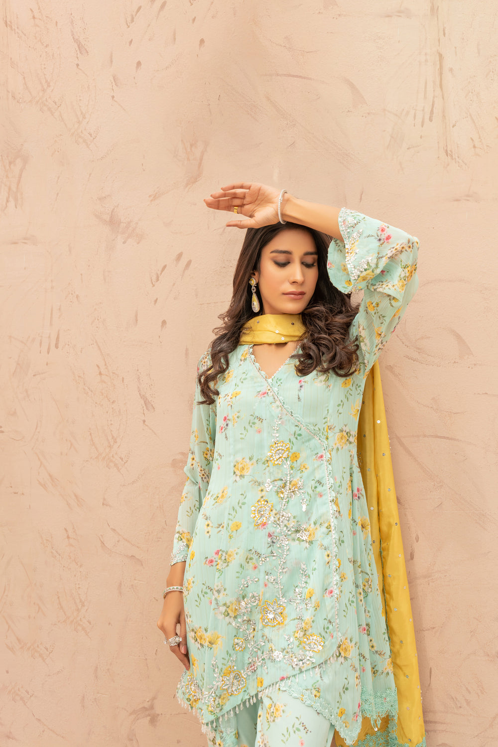 Wahaj M Khan | The Print Story |  Ferozi Yellow TPS Peplum by Wahaj M Khan - Designer Dress - Type: Ladies Clothes - Available at Libayah - 100% Original