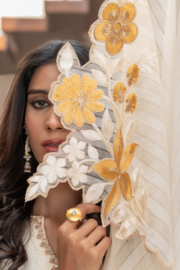 Wahaj M Khan | The Print Story |  Cream Cotton TPS Outfit by Wahaj M Khan - Designer Dress - Type: Ladies Clothes - Available at Libayah - 100% Original