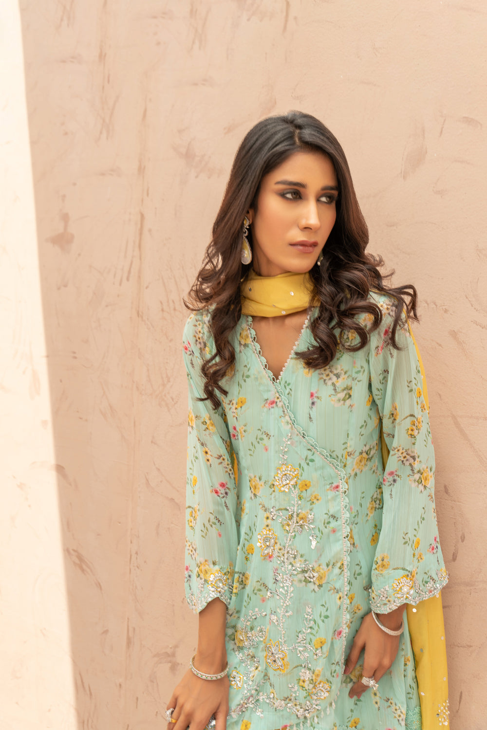 Wahaj M Khan | The Print Story |  Ferozi Yellow TPS Peplum by Wahaj M Khan - Designer Dress - Type: Ladies Clothes - Available at Libayah - 100% Original