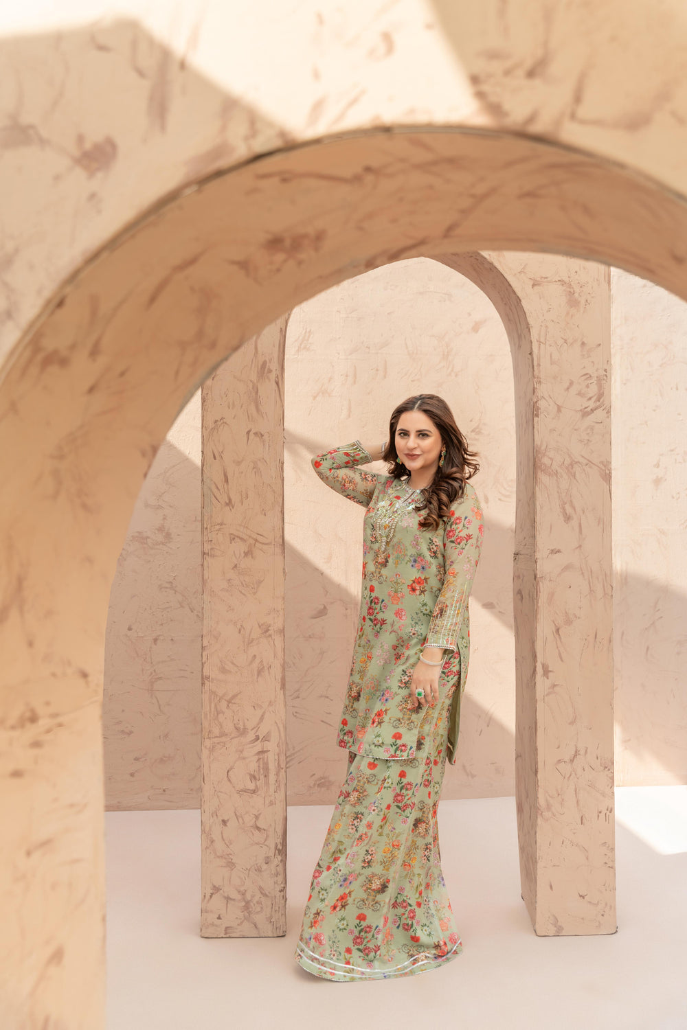 Wahaj M Khan | The Print Story |  Sage Green TPS Outfit by Wahaj M Khan - Designer Dress - Type: Ladies Clothes - Available at Libayah - 100% Original