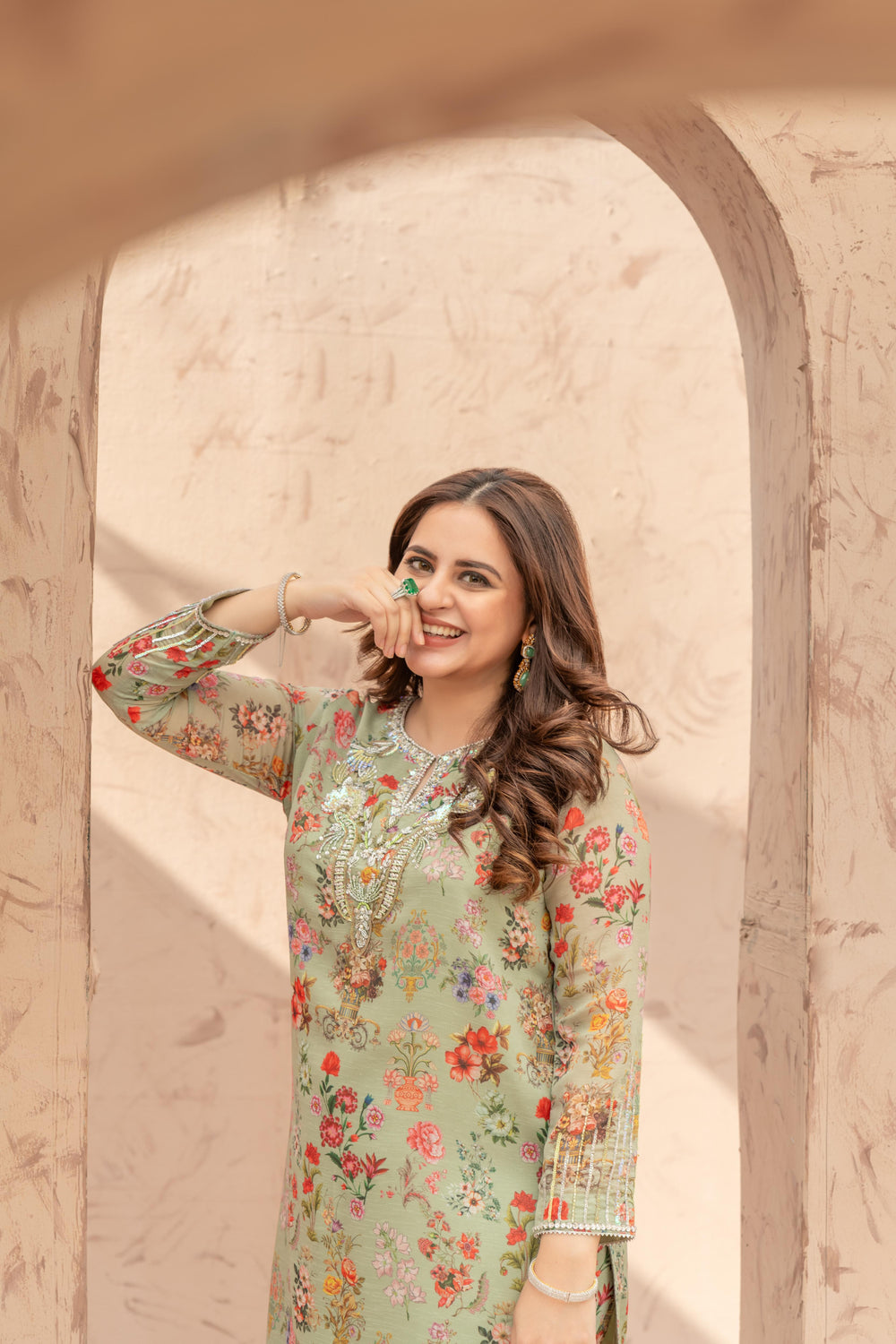 Wahaj M Khan | The Print Story |  Sage Green TPS Outfit by Wahaj M Khan - Designer Dress - Type: Ladies Clothes - Available at Libayah - 100% Original