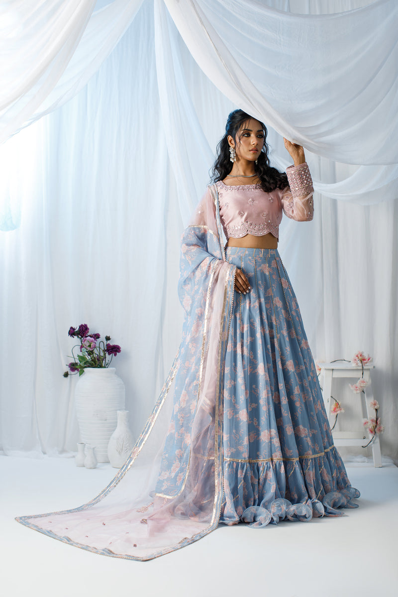 Wahaj M Khan | Zohra Drop 2 Formals | Pink Floral Printed LC by Wahaj M.Khan - Designer Dress - Type: Ladies Clothes - Available at Libayah - 100% Original