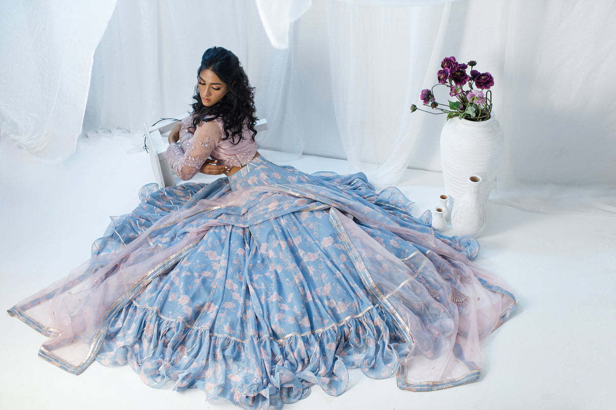 Wahaj M Khan | Zohra Drop 2 Formals | Pink Floral Printed LC by Wahaj M.Khan - Designer Dress - Type: Ladies Clothes - Available at Libayah - 100% Original