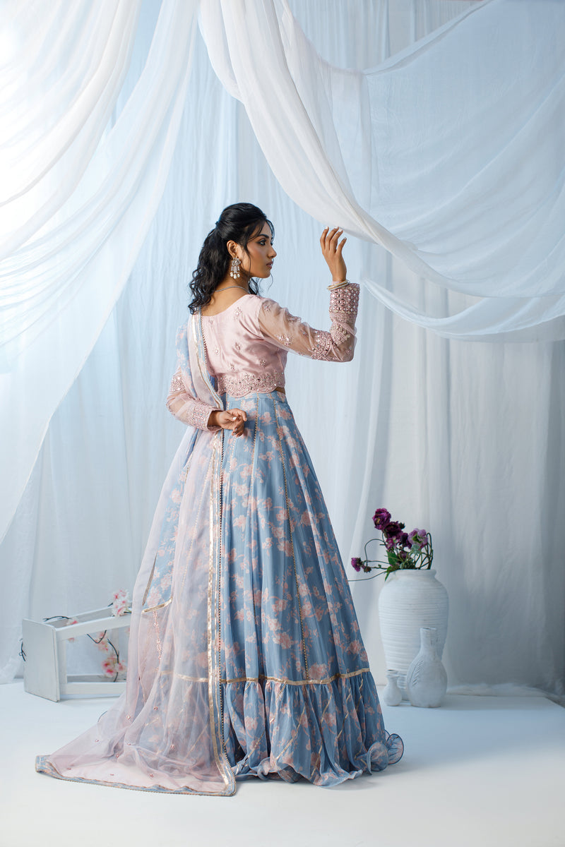 Wahaj M Khan | Zohra Drop 2 Formals | Pink Floral Printed LC by Wahaj M.Khan - Designer Dress - Type: Ladies Clothes - Available at Libayah - 100% Original