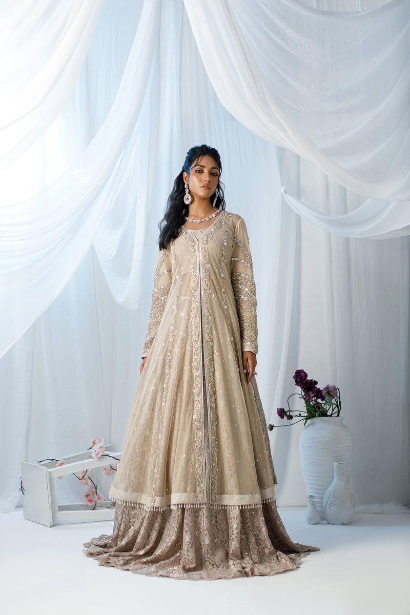 Wahaj M Khan | Zohra Drop 2 Formals | Net Ivory Zohra Jacket by Wahaj M.Khan - Designer Dress - Type: Ladies Clothes - Available at Libayah - 100% Original