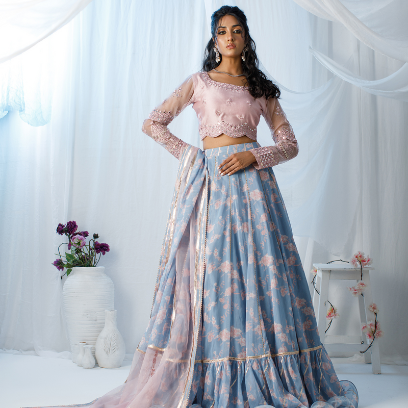 Wahaj M Khan | Zohra Drop 2 Formals | Pink Floral Printed LC by Wahaj M.Khan - Designer Dress - Type: Ladies Clothes - Available at Libayah - 100% Original