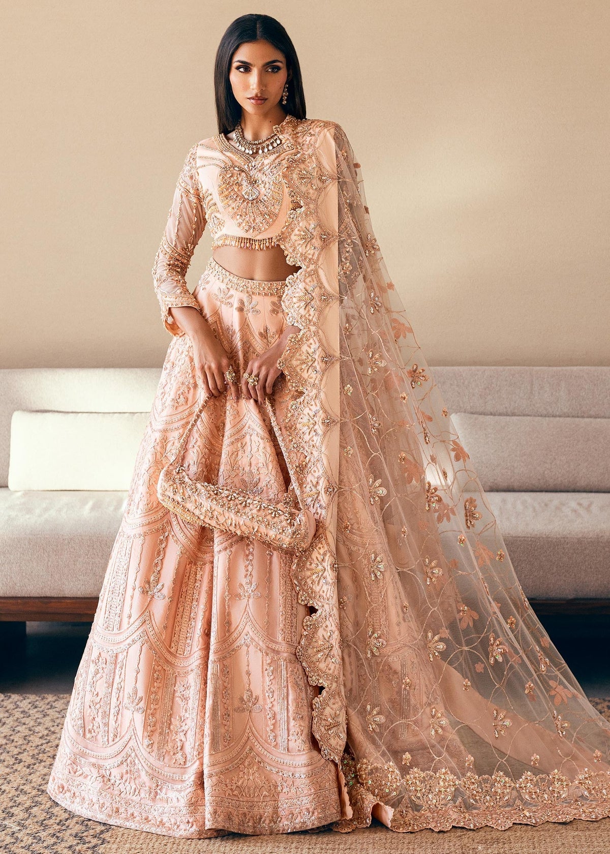 Waqas Shah | Amariage Luxury Formals | Coral Bliss by Waqas Shah - Designer Dress - Type: Ladies Clothes - Available at Libayah - 100% Original