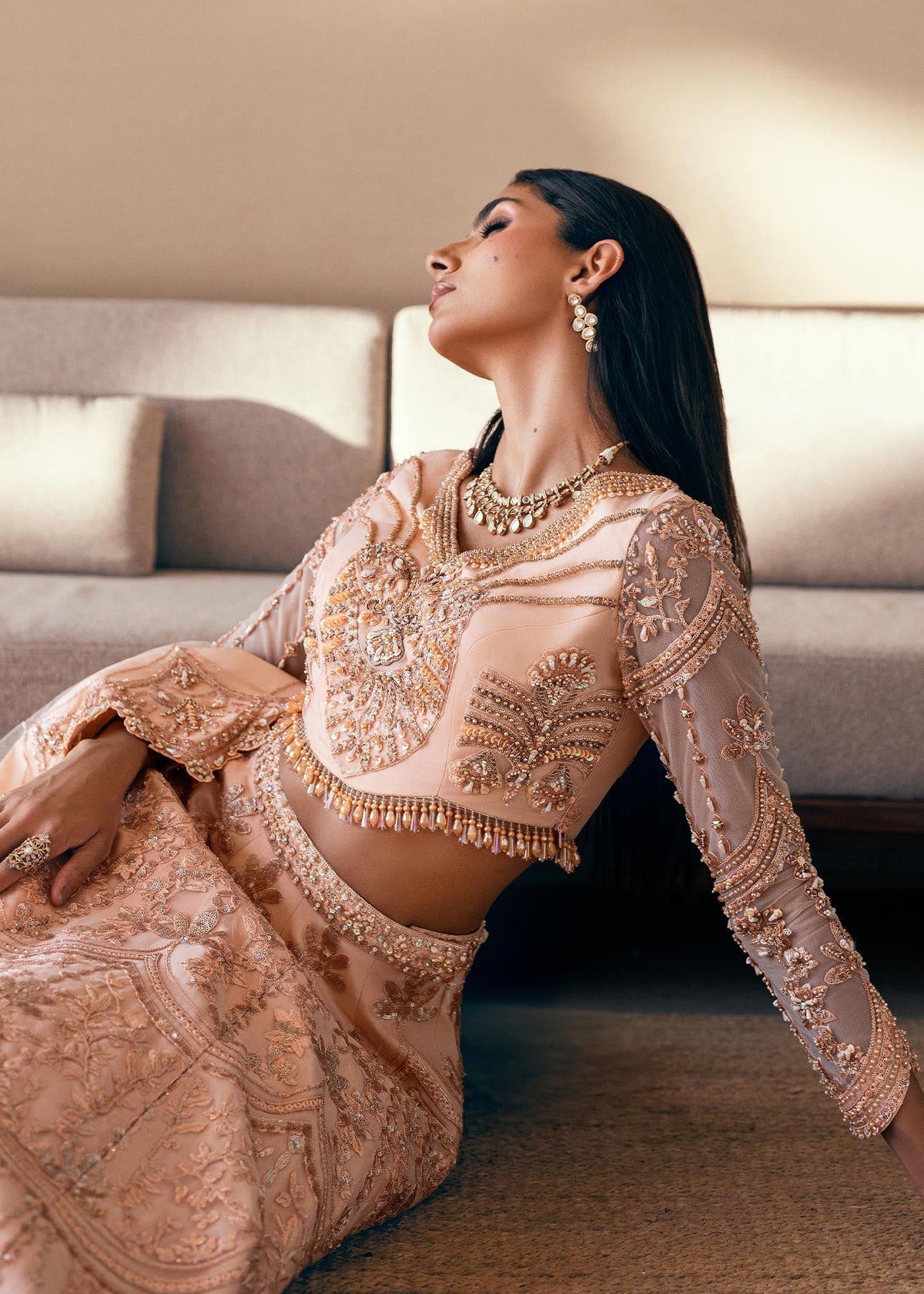 Waqas Shah | Amariage Luxury Formals | Coral Bliss by Waqas Shah - Designer Dress - Type: Ladies Clothes - Available at Libayah - 100% Original