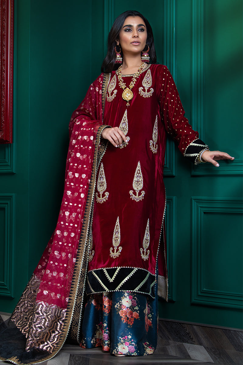 Wardha Saleem | Velvets Winter Fall 24 |  Lal Bagh 2 by Wardha Saleem - Designer Dress - Type: Ladies Clothes - Available at Libayah - 100% Original
