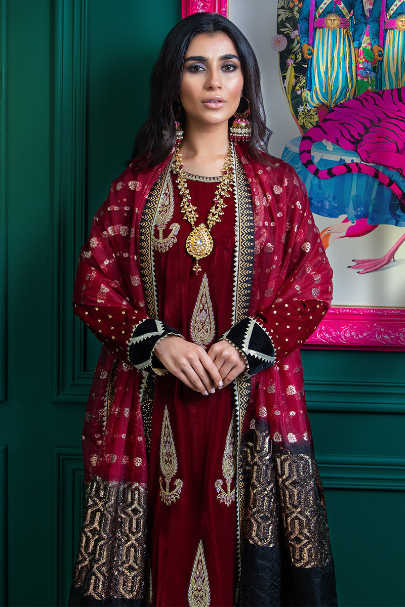 Wardha Saleem | Velvets Winter Fall 24 |  Lal Bagh 2 by Wardha Saleem - Designer Dress - Type: Ladies Clothes - Available at Libayah - 100% Original