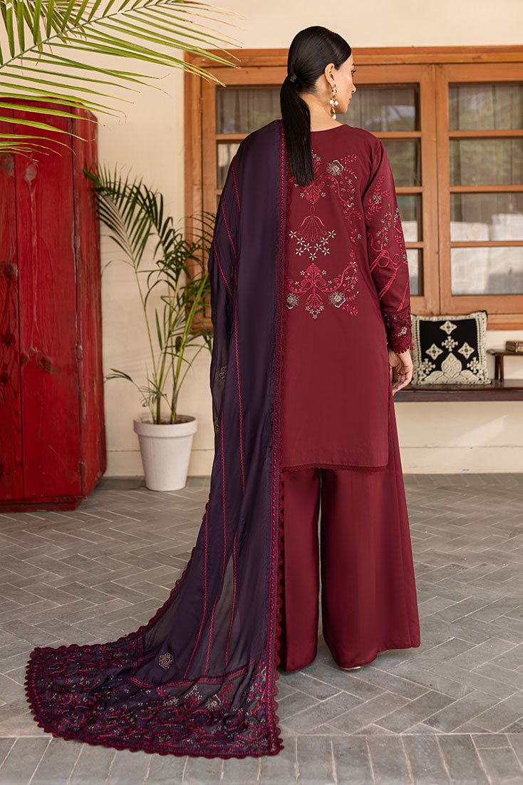 Marjjan | Aangan Embroidered Viscose |  PEV-19 B (MEHROON) by Marjjan - Designer Dress - Type: Ladies Clothes - Available at Libayah - 100% Original