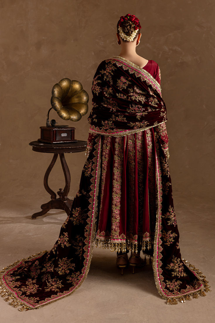 Marjjan | De Rose Velvet | MRV-13 (MEHROON) by Marjjan - Designer Dress - Type: Ladies Clothes - Available at Libayah - 100% Original