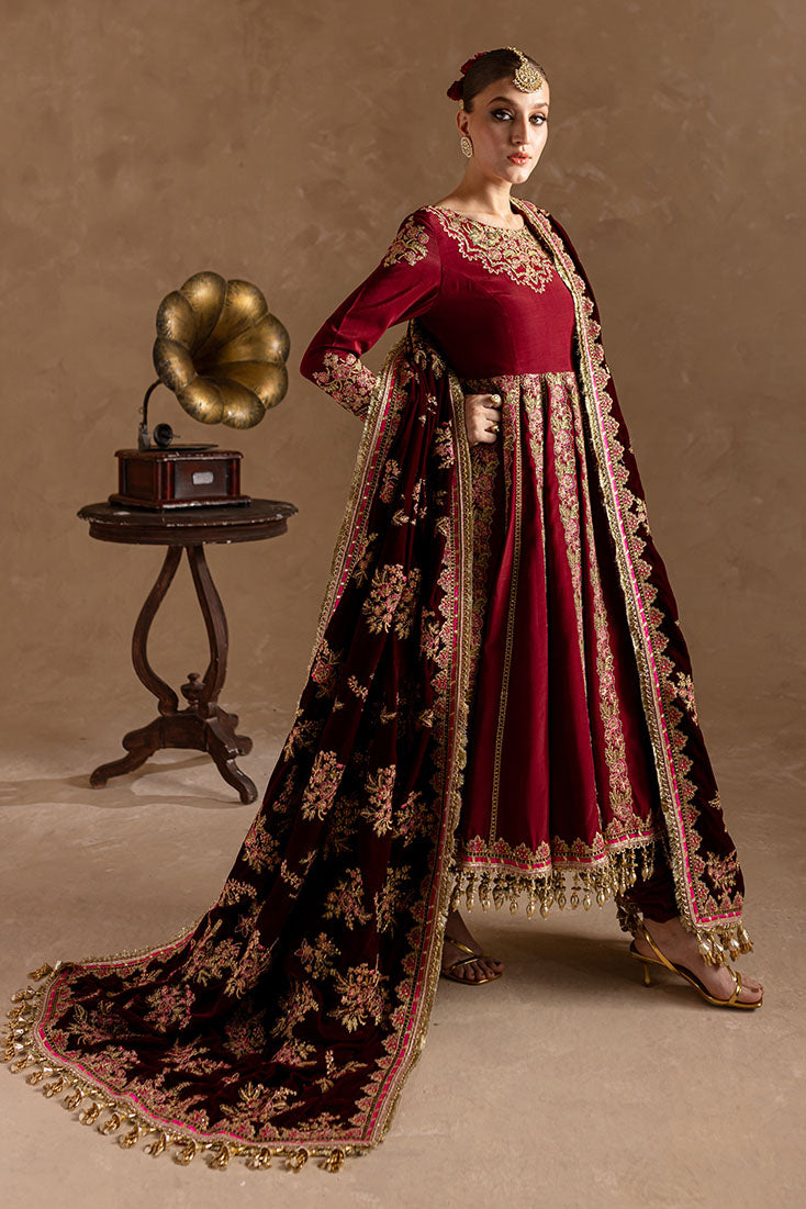 Marjjan | De Rose Velvet | MRV-13 (MEHROON) by Marjjan - Designer Dress - Type: Ladies Clothes - Available at Libayah - 100% Original