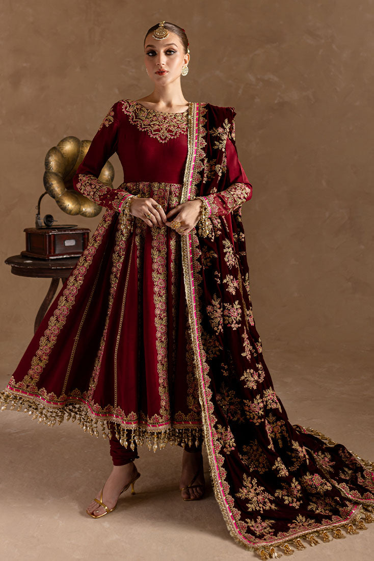 Marjjan | De Rose Velvet | MRV-13 (MEHROON) by Marjjan - Designer Dress - Type: Ladies Clothes - Available at Libayah - 100% Original