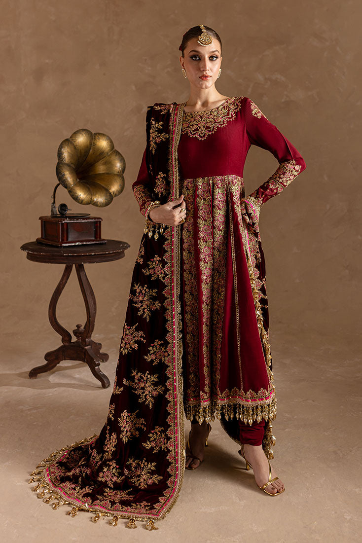 Marjjan | De Rose Velvet | MRV-13 (MEHROON) by Marjjan - Designer Dress - Type: Ladies Clothes - Available at Libayah - 100% Original